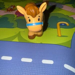 Fisher-Price Tan and Blue Stuffed Horse